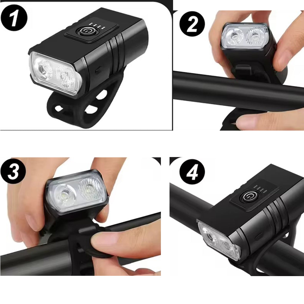 Lumière LED avant de vélo USB pour vélo et VTT, 6 modes d'éclairage